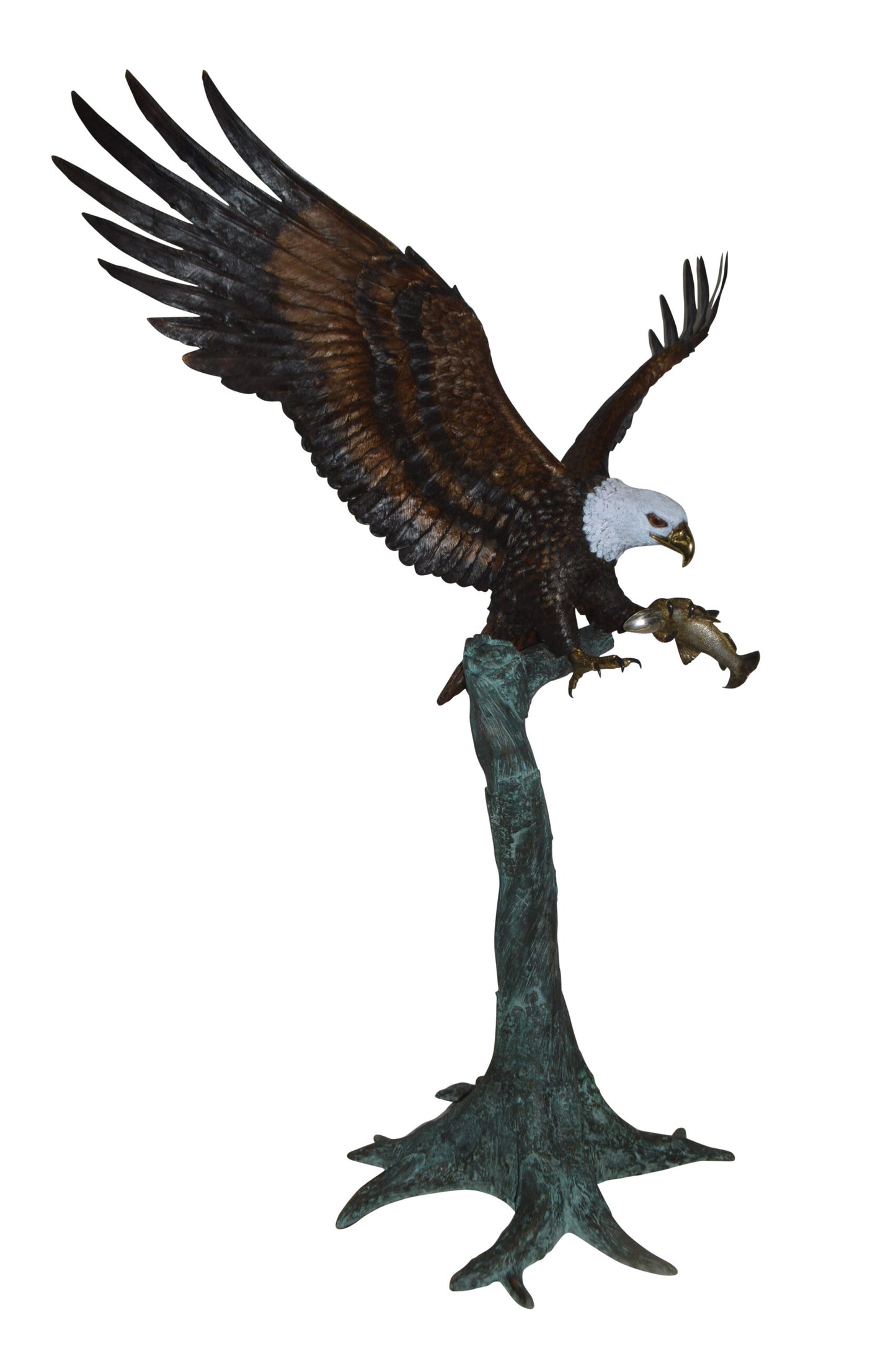 Eagle on a Tree with white face Bronze Statue - Size: 40"L x 70"W x 90"H.