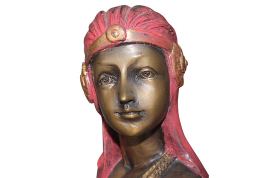 Egyptian lady Bronze Statue - Size: 7"L x 6"W x 28"H.