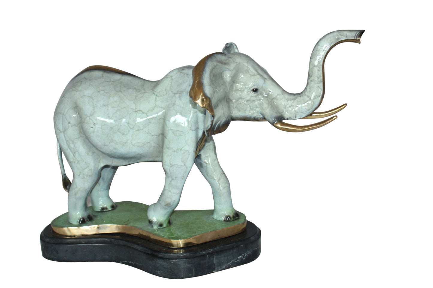 Elephant Medium Bronze Statue - Size: 26"L x 8"W x 17"H.