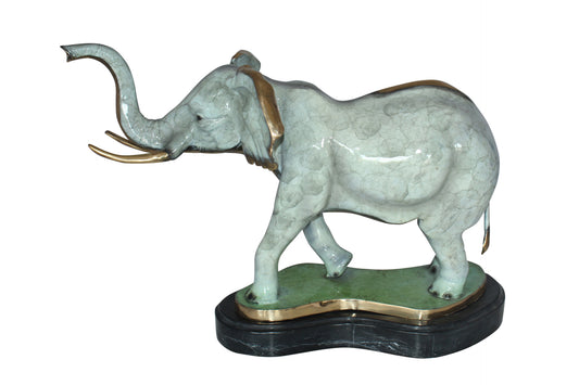 Elephant Medium Bronze Statue -  Size: 26"L x 8"W x 17"H.