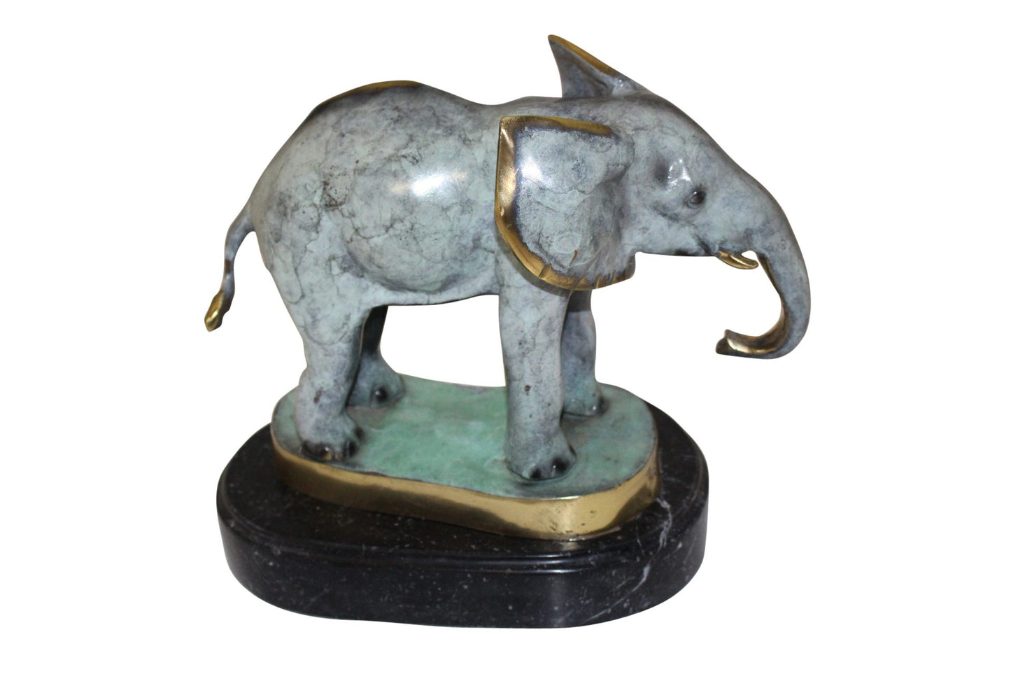 Elephant Bronze Statue - Size: 11"L x 8"W x 10"H.