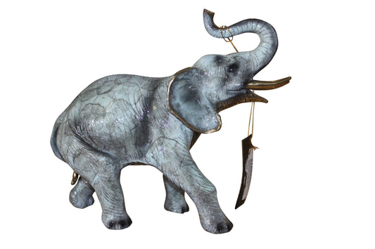 Elephant with trunk up - Statue - Size: 13.5"L x 5"W x 12"H.