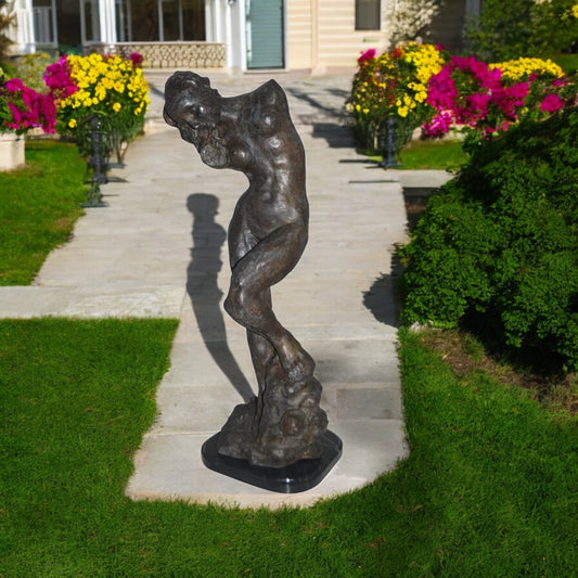 Eve Replica by Rodin Bronze Statue - Size: 10"L x 10"W x 32"H.