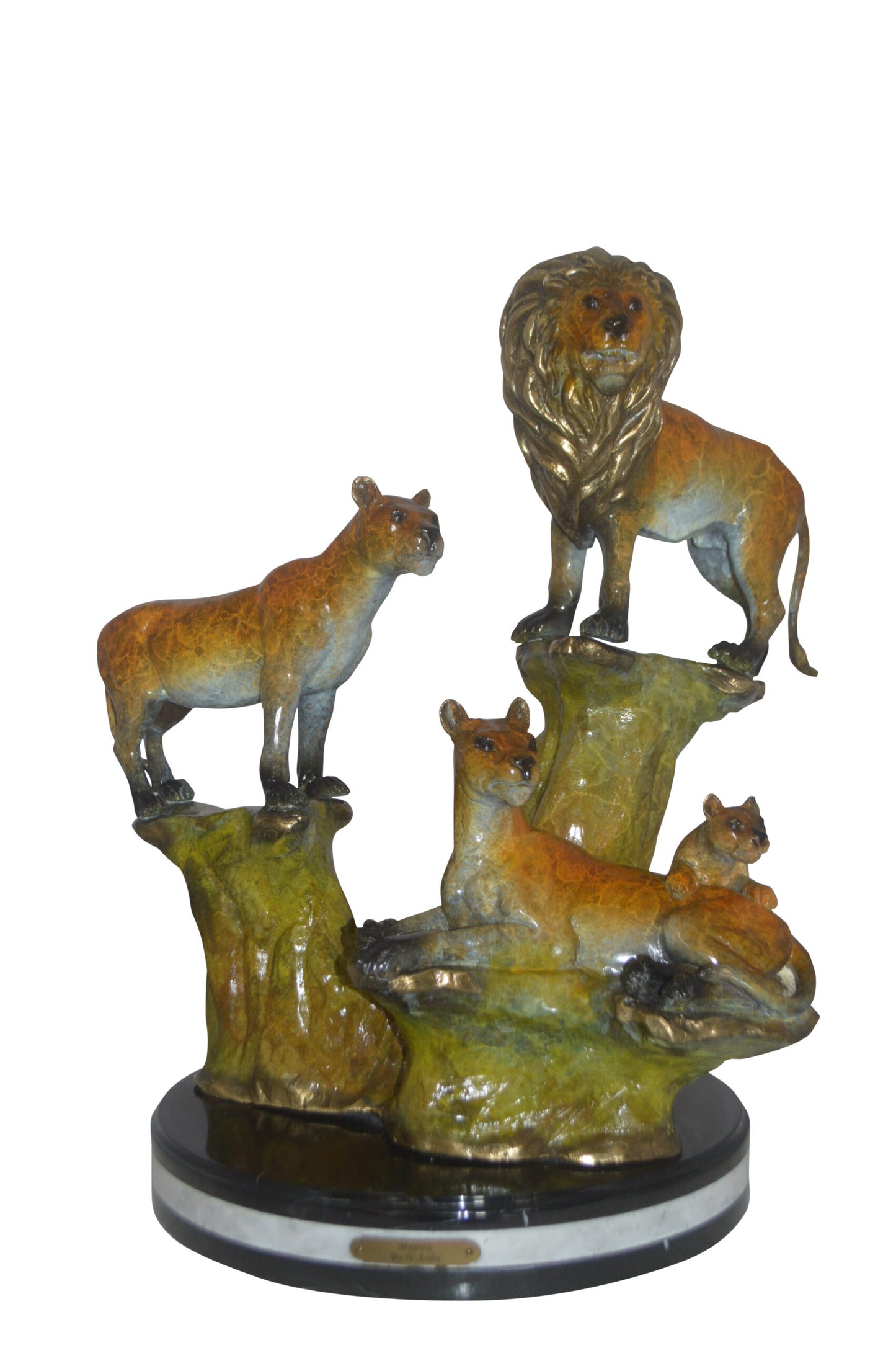 Family of Lions Bronze Statue - Lion King - Size: 21"L x 22"W x 28"H.
