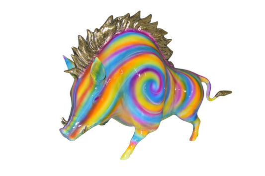 Fat Modern Boar Bronze Statue -  Size: 22"L x 9"W x 15"H.