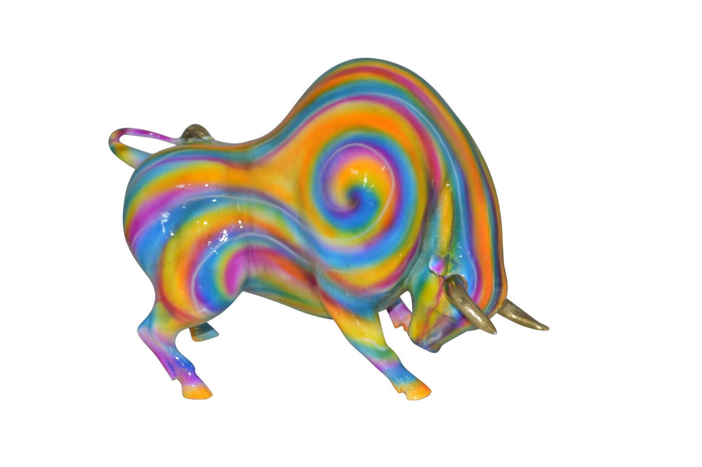 Fat Modern Bull Bronze Statue - Size: 16"L x 7"W x 12"H.