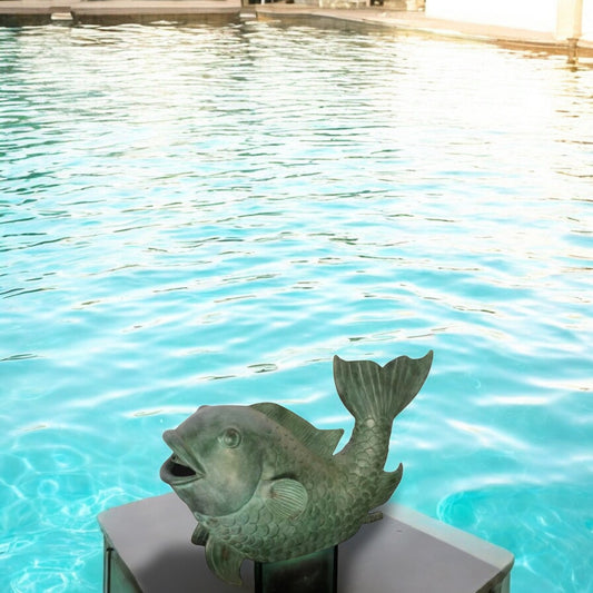 Fish Fountain Medium size Bronze Statue -  Size: 13"L x 7"W x 9"H.