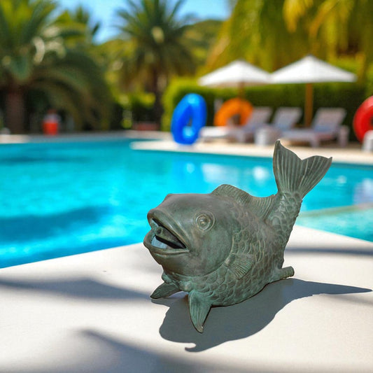 Fish Fountain Small size Bronze Statue - Size: 4"L x 10"W x 7"H.