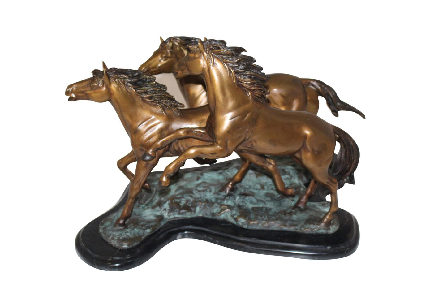 Four horses running Bronze Statue - Size: 20"L x 14"W x 12"H.
