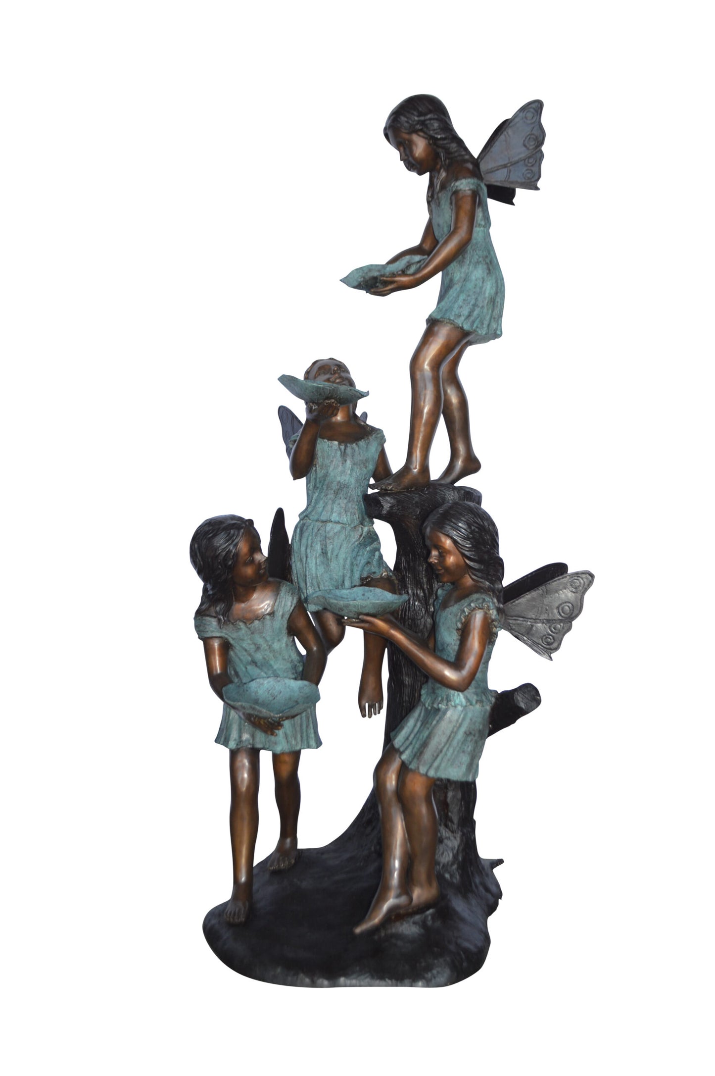 Four Angels Playing Bronze Statue Fountain - Size: 35"L x 28"W x 66"H.