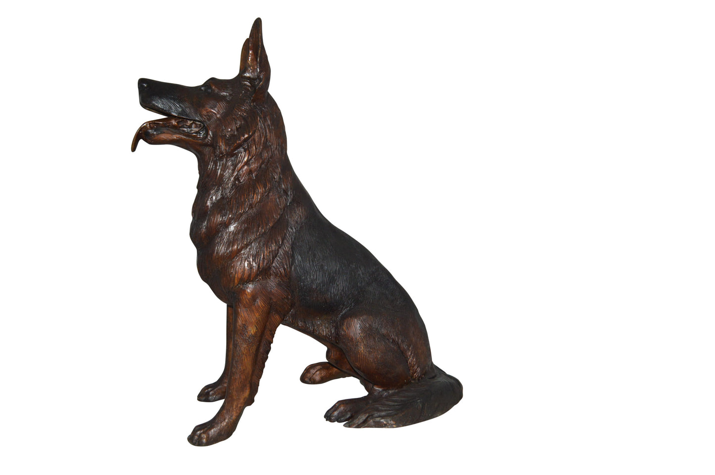 Nifao German Shepherd Alsatian dog bronze statue - Life-Size, Realistic Bronze Statue - Ideal for Home or Garden Decoration - Size: 23"L x 16"W x 30"H.