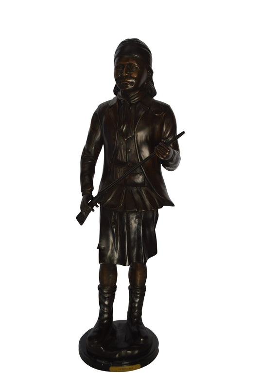 Geronimo Bronze Statue Mounted on a Marble Base -  Size: 10"L x 8"W x 31"H.