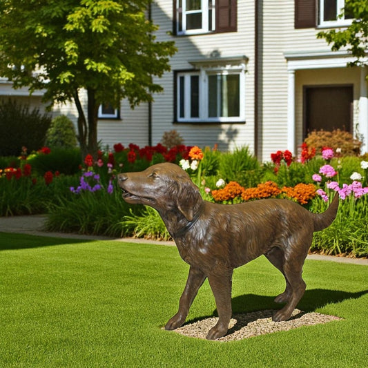 Golden Retriever Dog Standing - Bronze Statue