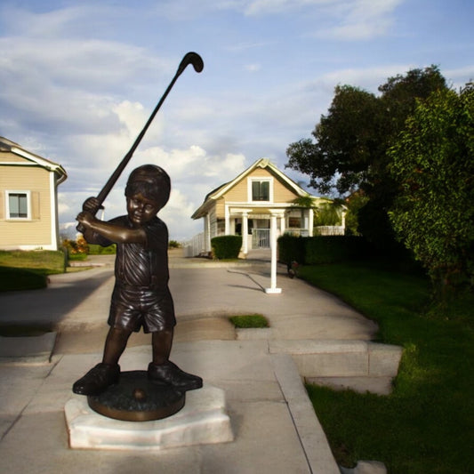 Golfer Boy Bronze Statue - Big shoes