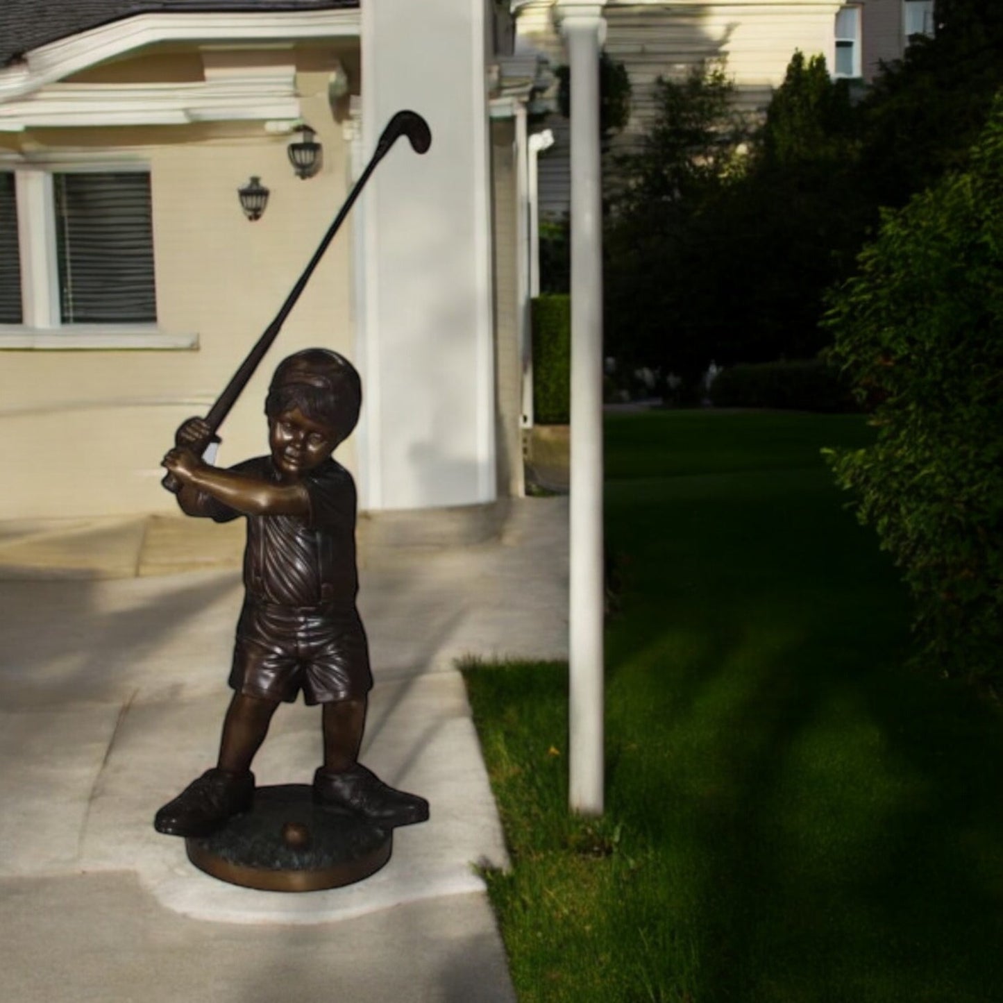 Golfer Boy Bronze Statue - Big shoes