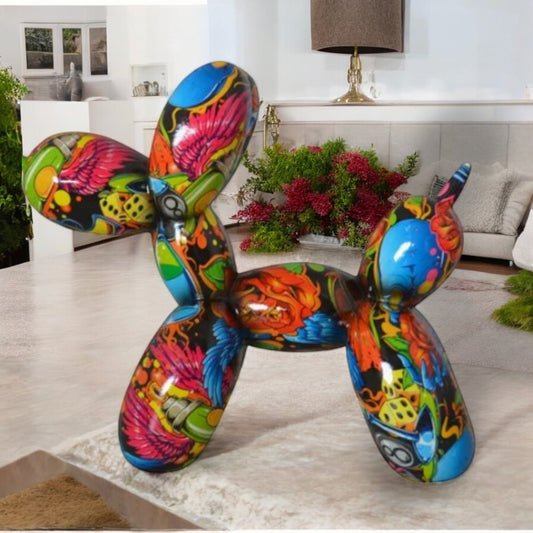 Graffiti balloon dog Resin statue - Size: 9"L x 4"W x 7"H.