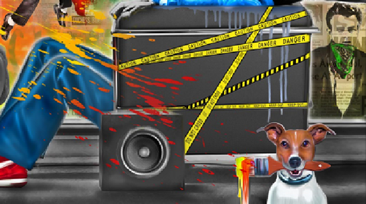 Hard Rock Music Painting by Rudinsky - Mixed Media -  Size: 48"L x 72"W x 2"H.