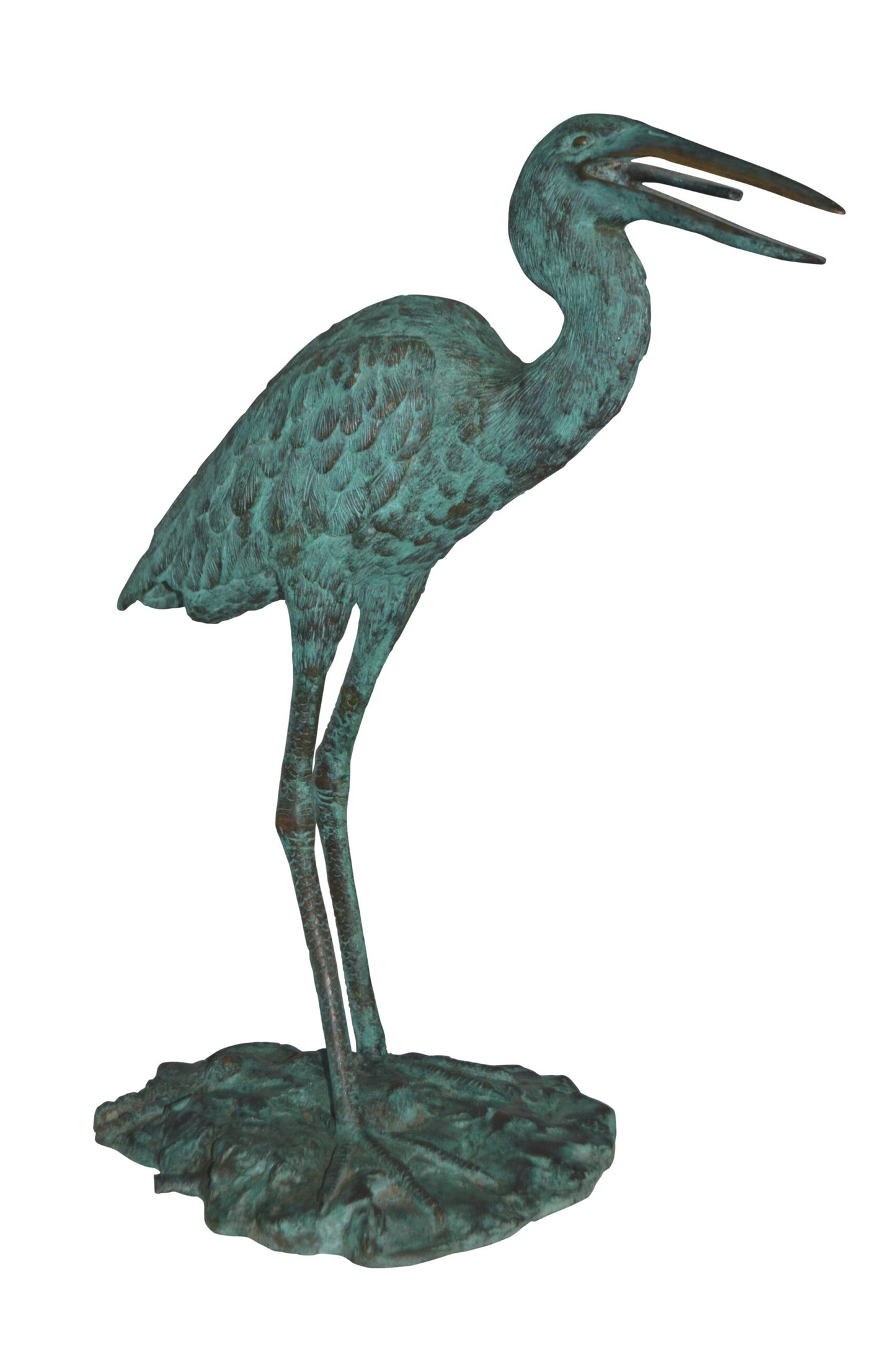 Heron Fountain Bronze Statue - Size: 14"L x 24"W x 26"H.