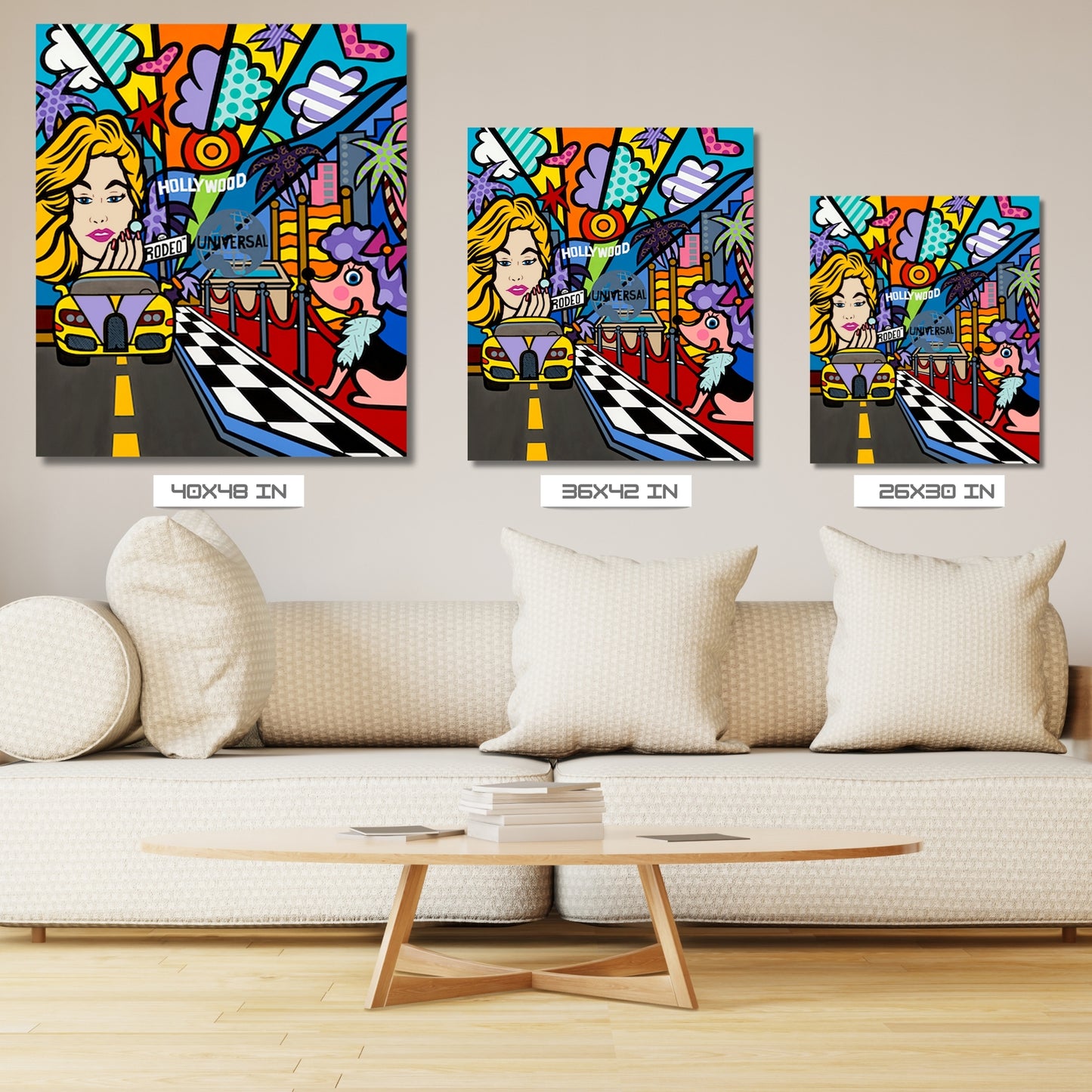 Hollywood, Acrylic Painting, Stretched Canvas, Wall Art by Jozza 40" x 48" x 1"