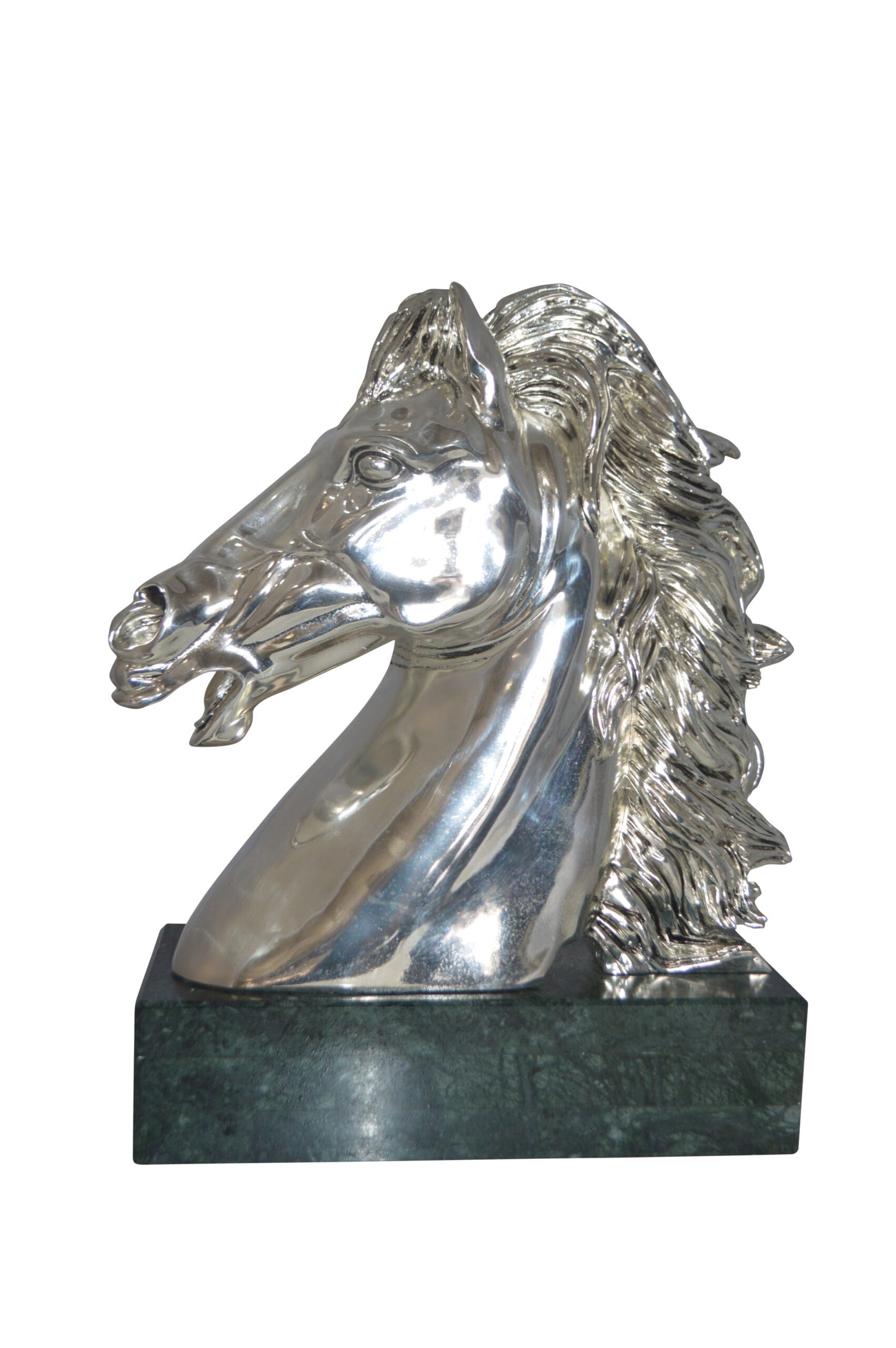 Horse Bust Silver Finished Statue - Size: 16"L x 7"W x 20"H.