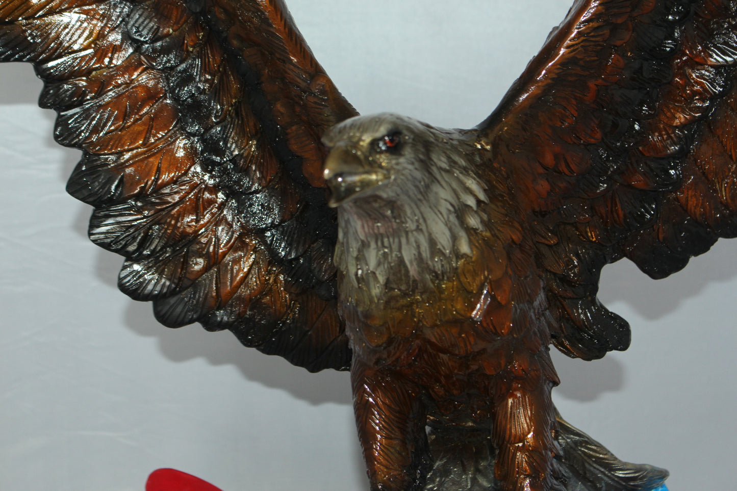 Eagle with American Flag Bronze Statue - Size: 32"L x 14"W x 35"H.