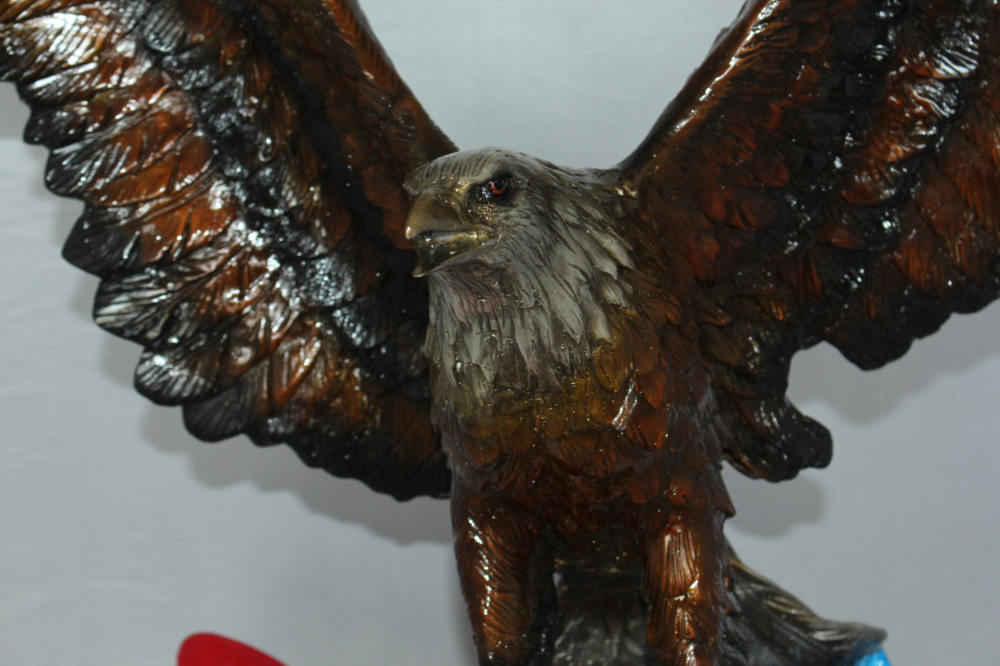 Eagle with American Flag Bronze Statue - Size: 32"L x 14"W x 35"H.