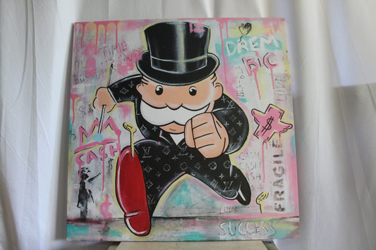 Giant Monopoly Man Pop Art Painting Ready to Hang Stretched Canvas 56 x 56