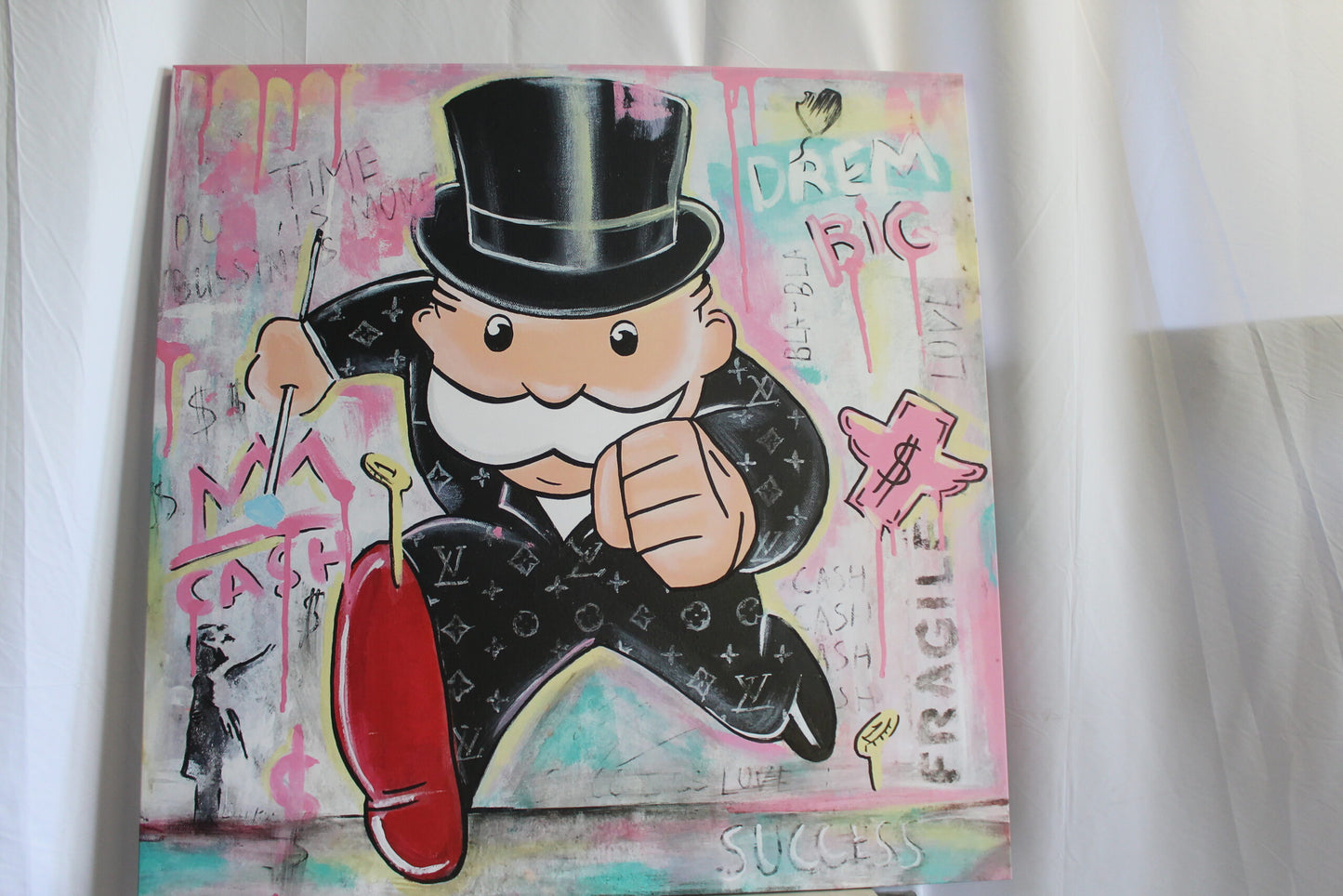 Giant Monopoly Man Pop Art Painting Ready to Hang Stretched Canvas 56 x 56