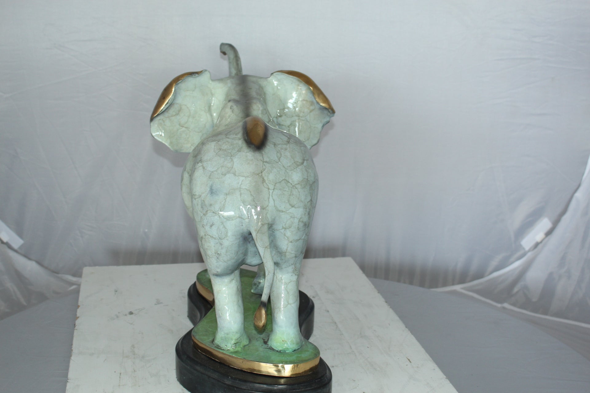 Elephant Medium Bronze Statue -  Size: 26"L x 8"W x 17"H.