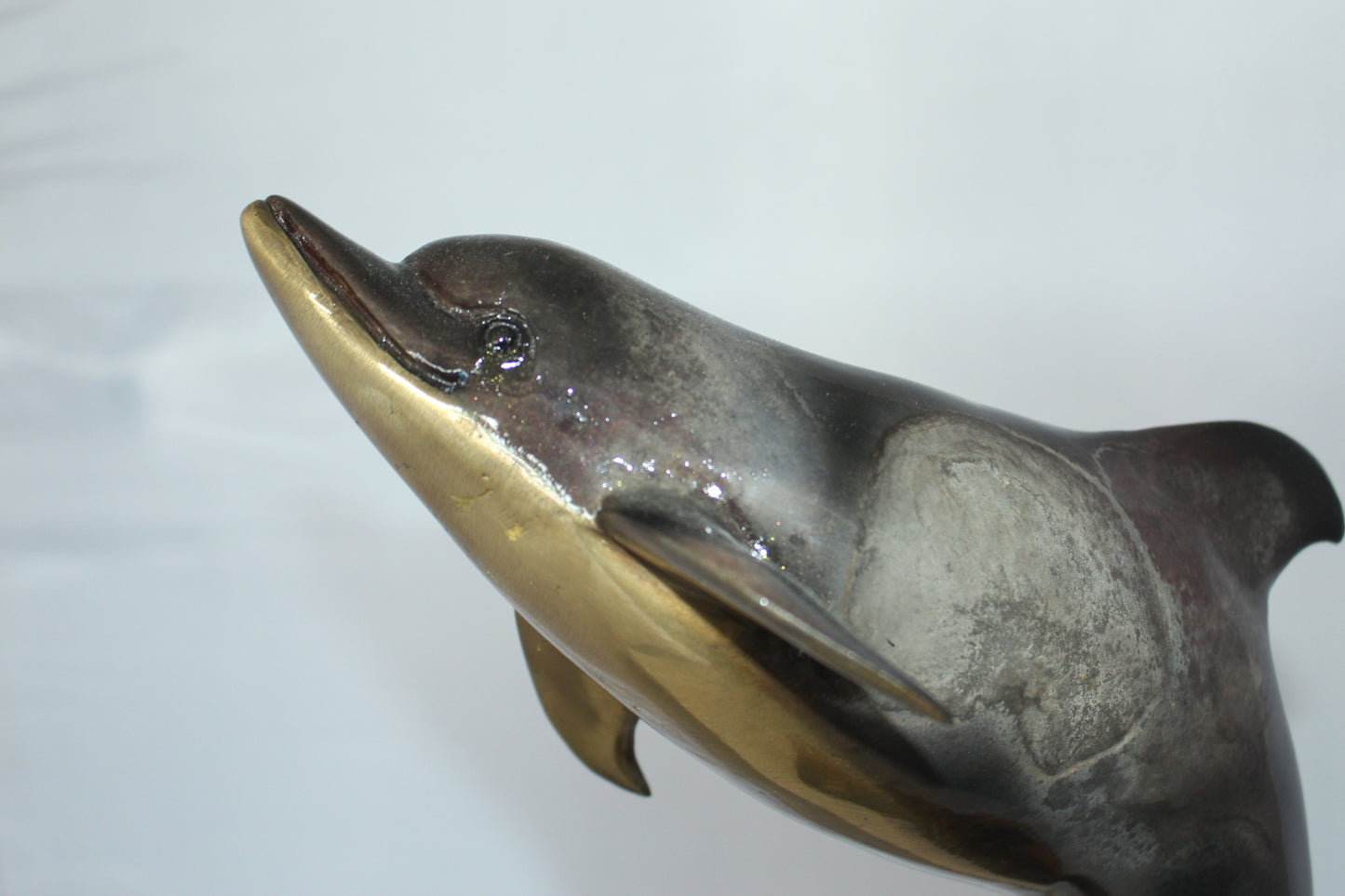 Two Dolphins with Turtle bronze statue - Size: 14"L x 8"W x 28"H.
