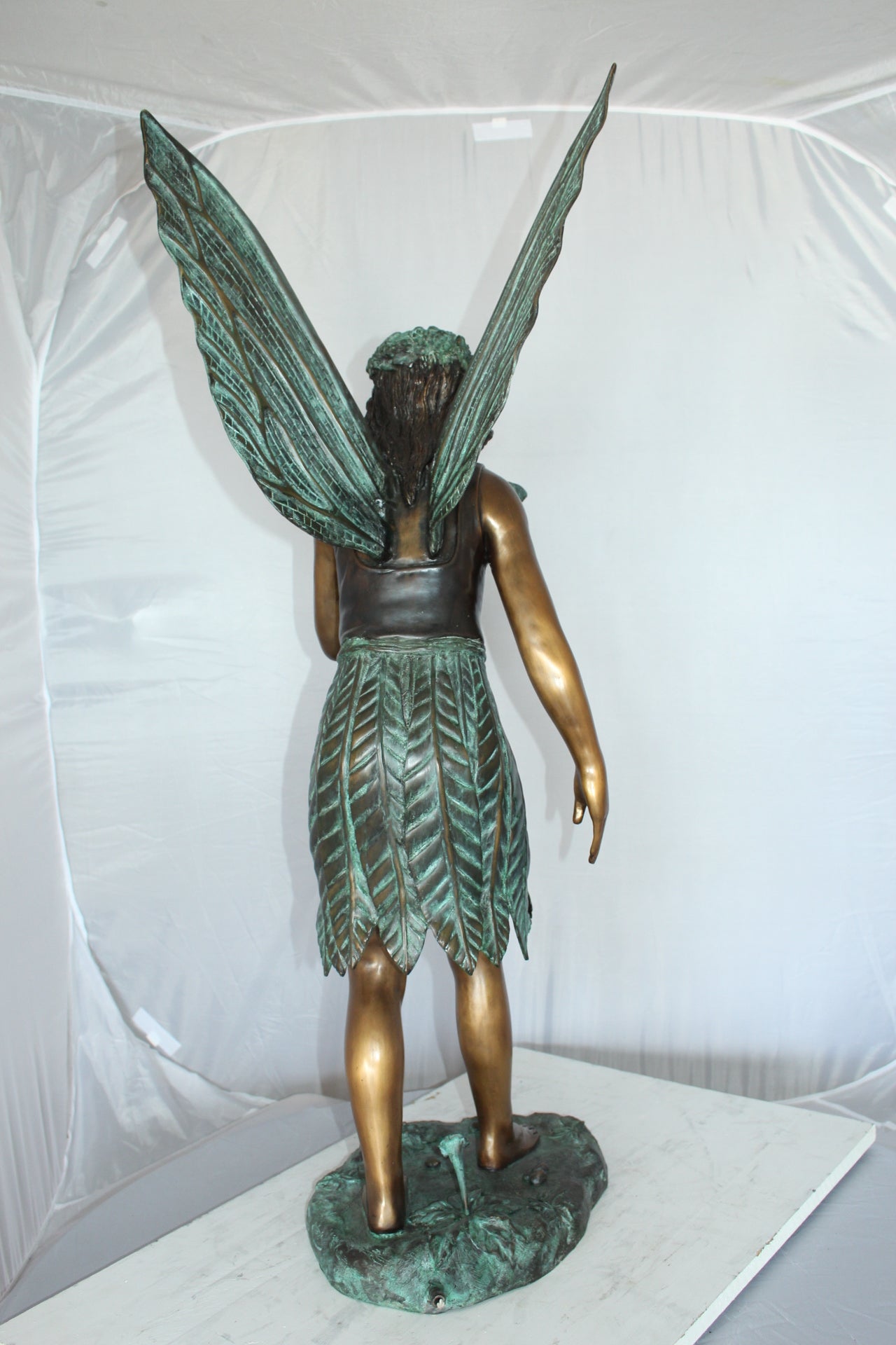 Angel holding a shell Bronze Statue - Fountain - Size: 18"L x 12"W x 43"H.