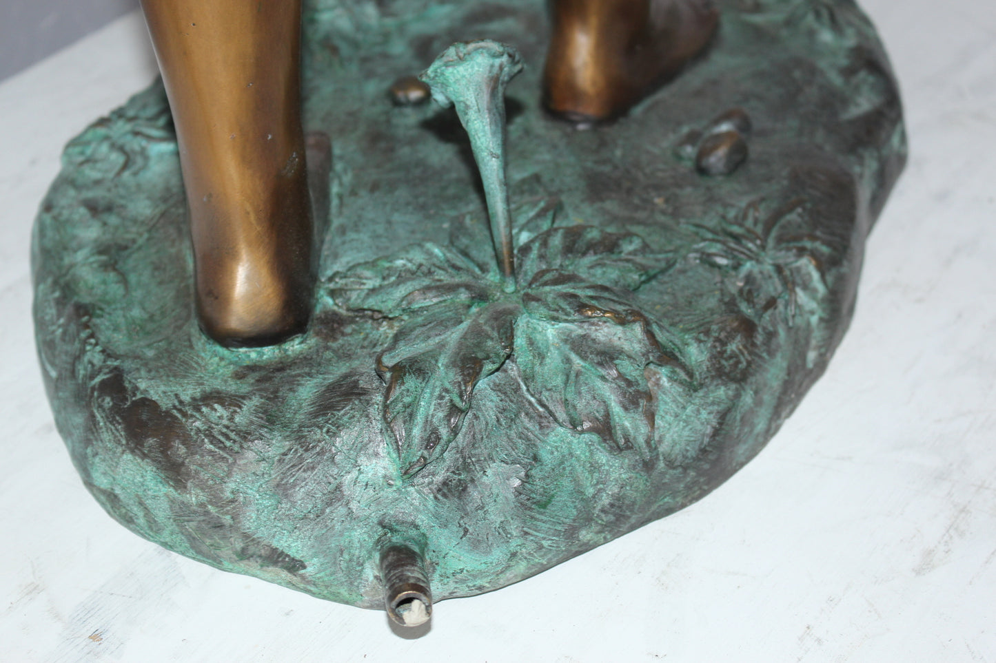 Angel holding a shell Bronze Statue - Fountain - Size: 18"L x 12"W x 43"H.