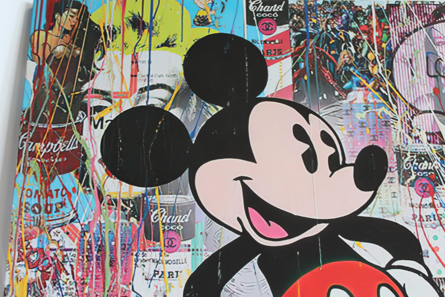 Oversized Framed Mickey Mouse on Eclectic Modern Backdrop Canvas 55 x 55