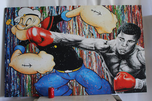 Muhammad Ali and Popeye Boxing Modern Canvas Framed Ready to Hang 66 x 43