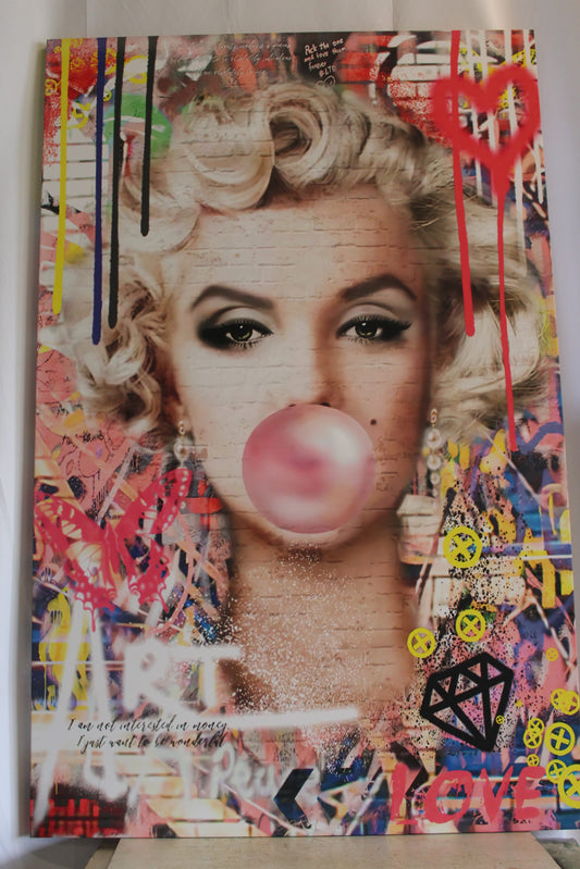 Framed Colorful Modern Canvas of Marilyn Monroe Painting Ready to Hang 70 x 45