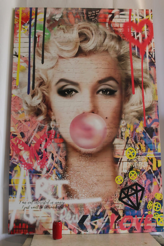 Framed Colorful Modern Canvas of Marilyn Monroe Painting Ready to Hang 70 x 45