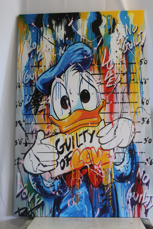 Framed Abstract and Modern Giant Canvas of Donald Duck Ready to Hang 70 x 45