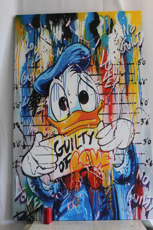 Framed Abstract and Modern Giant Canvas of Donald Duck Ready to Hang 70 x 45