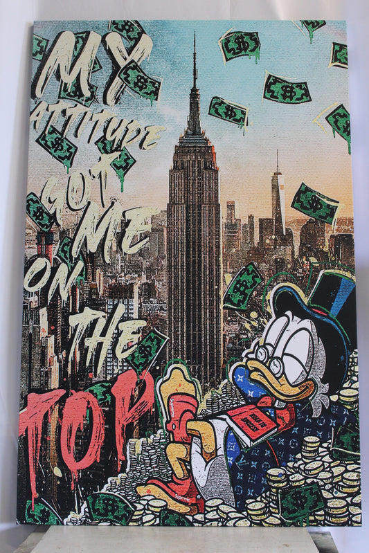 Giant Canvas of Donald Duck in NYC Stretched Ready to Hang Painting 70 x 45