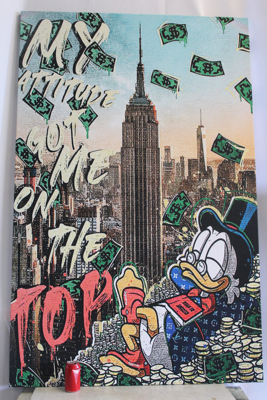 Giant Canvas of Donald Duck in NYC Stretched Ready to Hang Painting 70 x 45