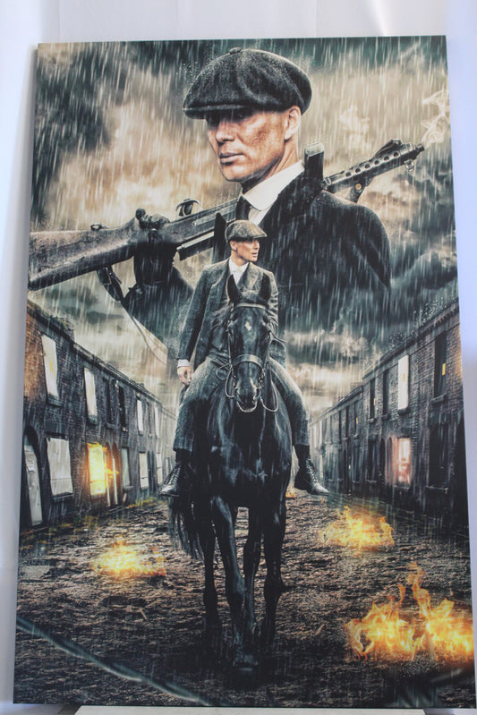 Giant Peaky Blinders Tommy Character on Horse Stretched Canvas Painting 70 x 45