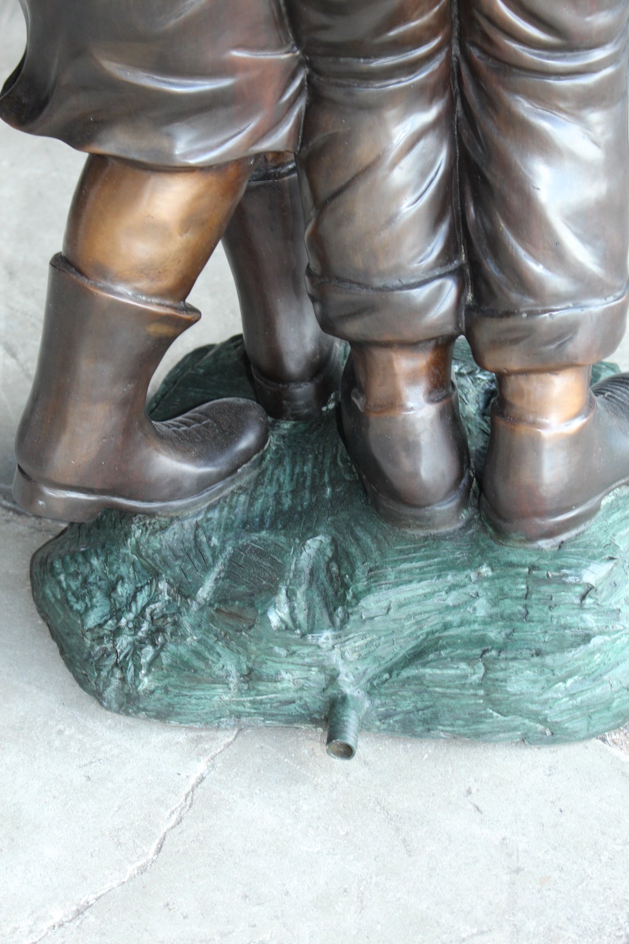 Two Kids Holding an Umbrella - Bronze Statue - Fountain - 90"L x 34"W x 90"H.