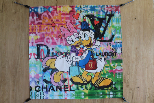 Donald and Daisy Duck Luxury Brand Backdrop Unframed Canvas Painting 54 x 54