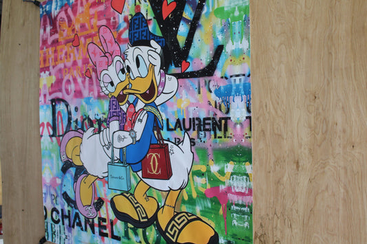Donald and Daisy Duck Luxury Brand Backdrop Unframed Canvas Painting 54 x 54