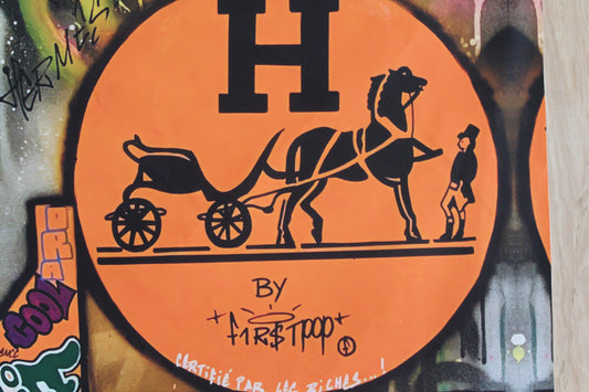 Large Abstract Hermes LOVE Sign Unframed Rolled Canvas Painting 54 x 54