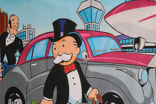 Giant Unframed Canvas Monopoly Man and Richie Rich on Vacation 52 x 75