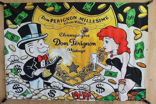 Monopoly Man Dom Perignon ChampagneUnframed Giant Canvas 49 x 70