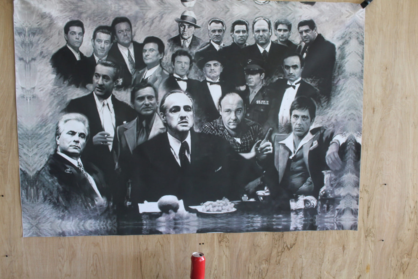 Giant Canvas of Godfather Cast Black and White 44 x 65