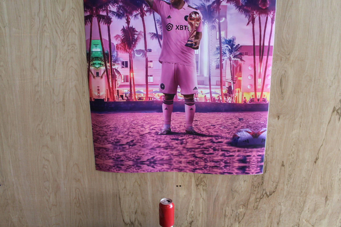 Lionel Messi On Beach Neon Unframed Rolled Canvas 32 x 44