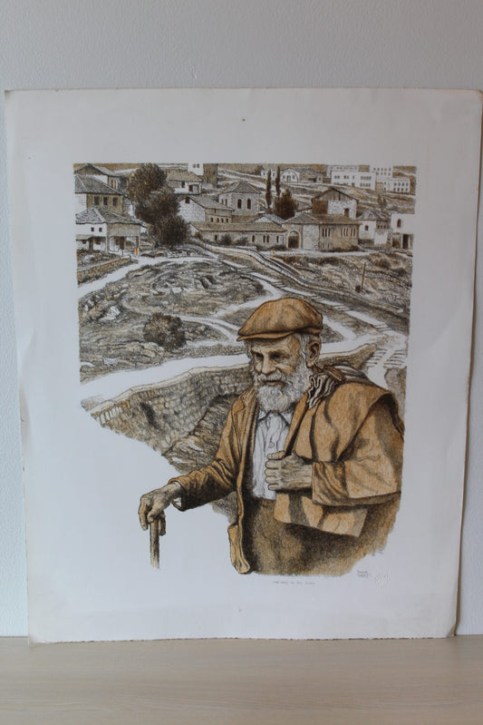 The Road To Mt. Zion Hand Colored Lithograph 14 x 18